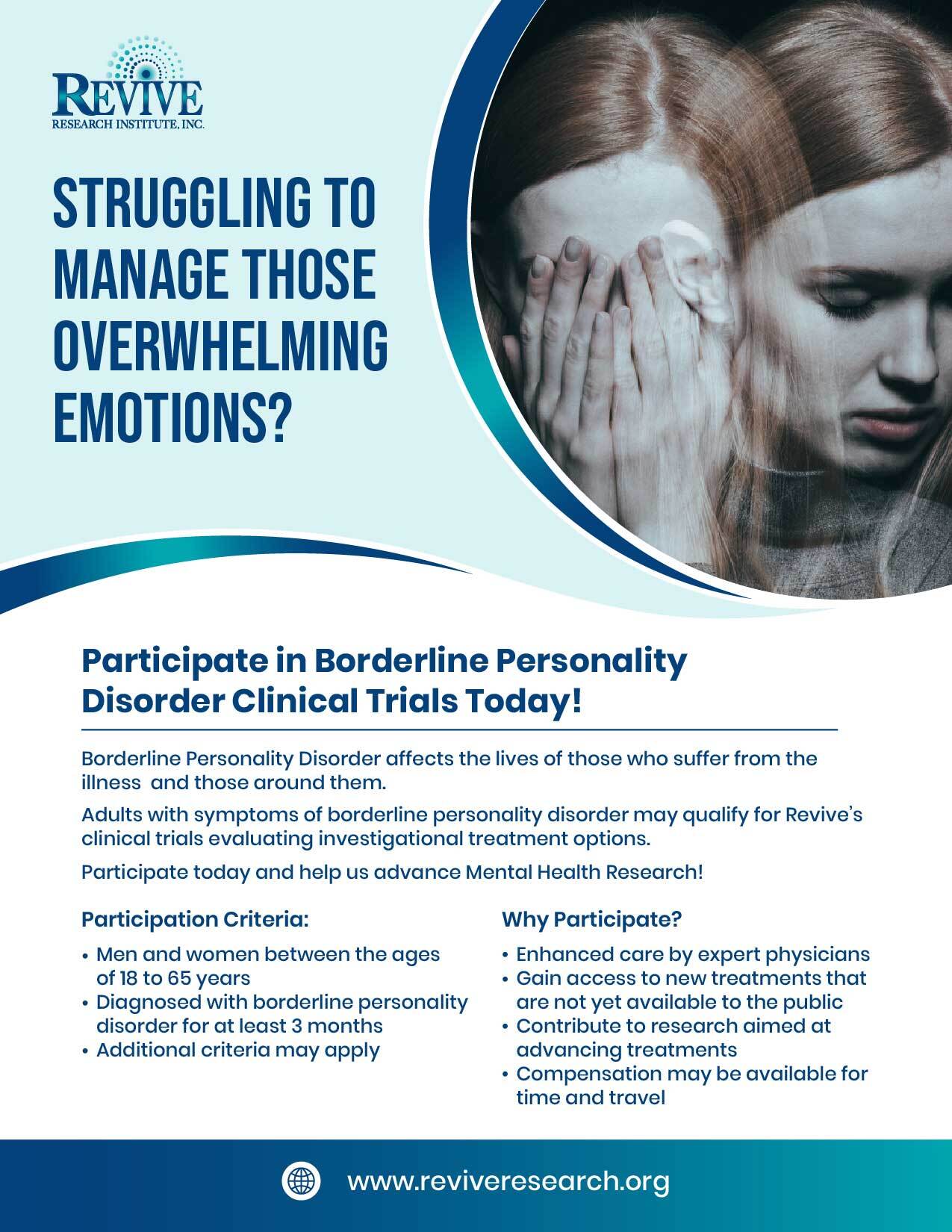Borderline Personality Disorder Clinical Trials flyer
